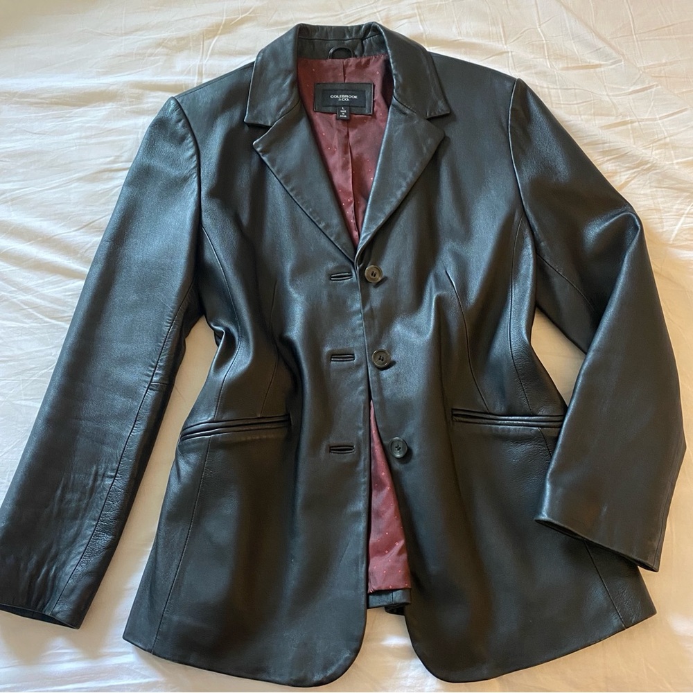 Women's Black Leather Blazer